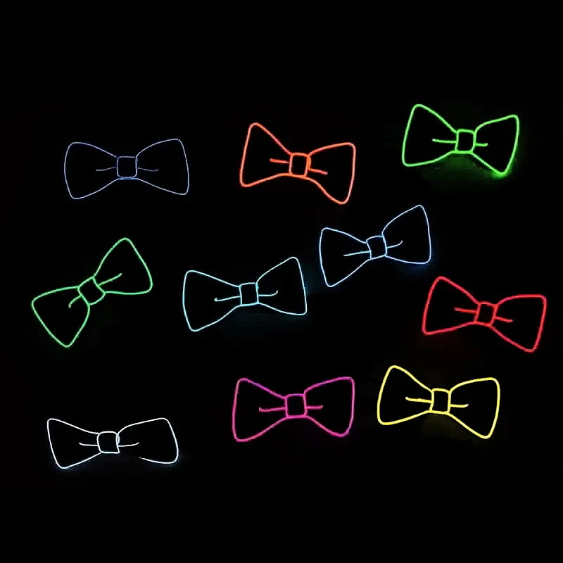 

New Hot Fashion Men LED EL Wire Necktie Luminous Neon Flashing Light Up Bow Tie For Club Cosplay Evening Party Decoration YAA99