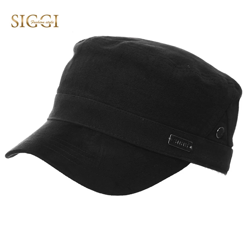 SIGGI Spring Summer Men Military Hats Cotton Decoration Brim Back