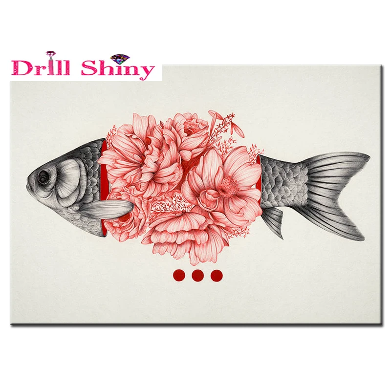 

New Full Square Diamond 5D DIY Diamond Painting Fish&flowers Embroidery Cross Stitch Rhinestone Mosaic Painting Decor art Gift