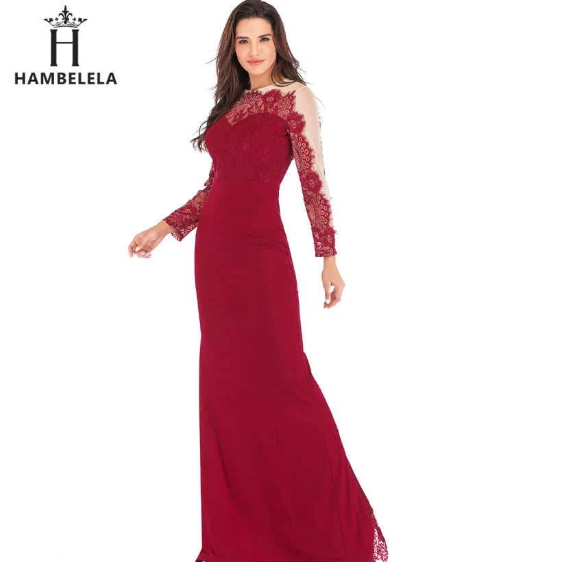 HAMBELELA Elegant Lace Mermaid Evening Long Dresses 2019 Long Sleeve Lace Vestido Longo Formal Party Prom Gowns Vestido De Festa (13)
