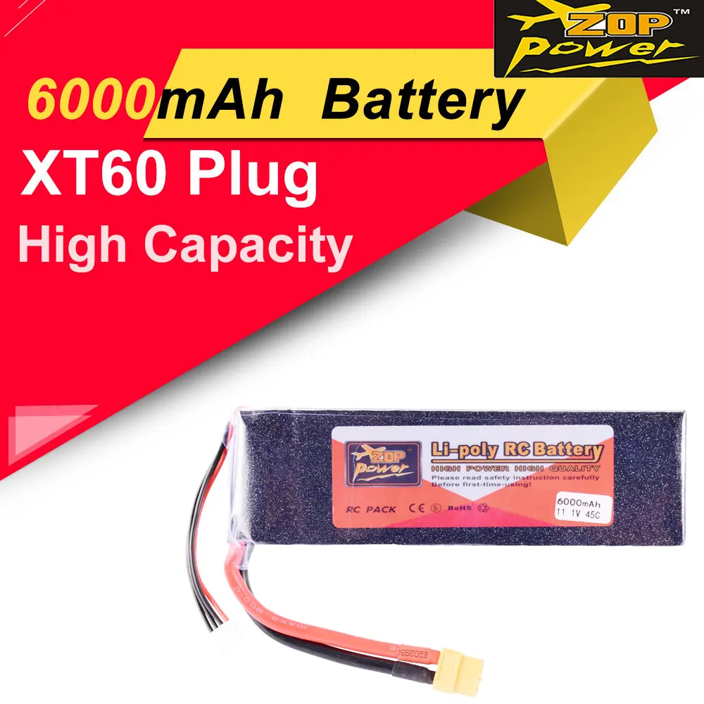 Аккумуляторная батарея Lipo Zop 11 1 В 45c 6000 мАч 3s Xt60 для гоночных квадрокоптеров