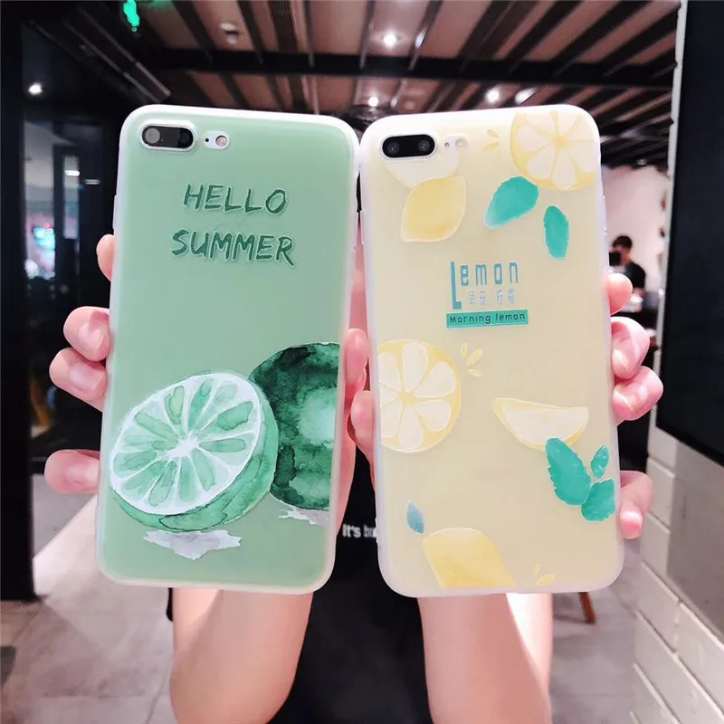 

3D Relief Fruit Lemon Orange Matte Case For iPhone 8 7 6 6S Plus Soft Silicone Phone Cover Back For iPhone X 8 7 6s coque capa