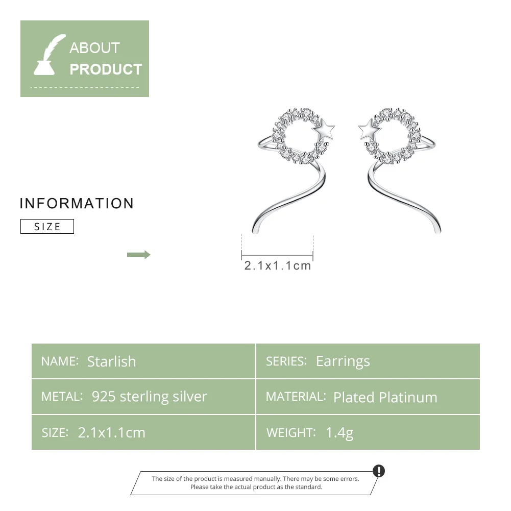 Bamoer шпагат серьги-кольца для женщин Твердые серебряные 925 звезда круглые крошечные серьги-обручи модные ювелирные изделия корейские ювелирные изделия SCE637