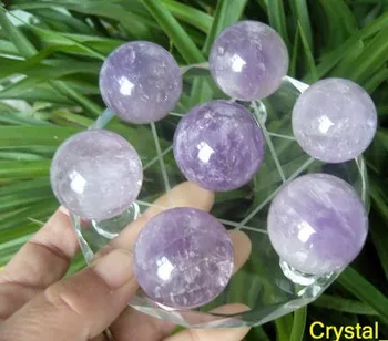 

7 NATURAL amethyst QUARTZCRYSTAL sphere ball healing +glass stand
