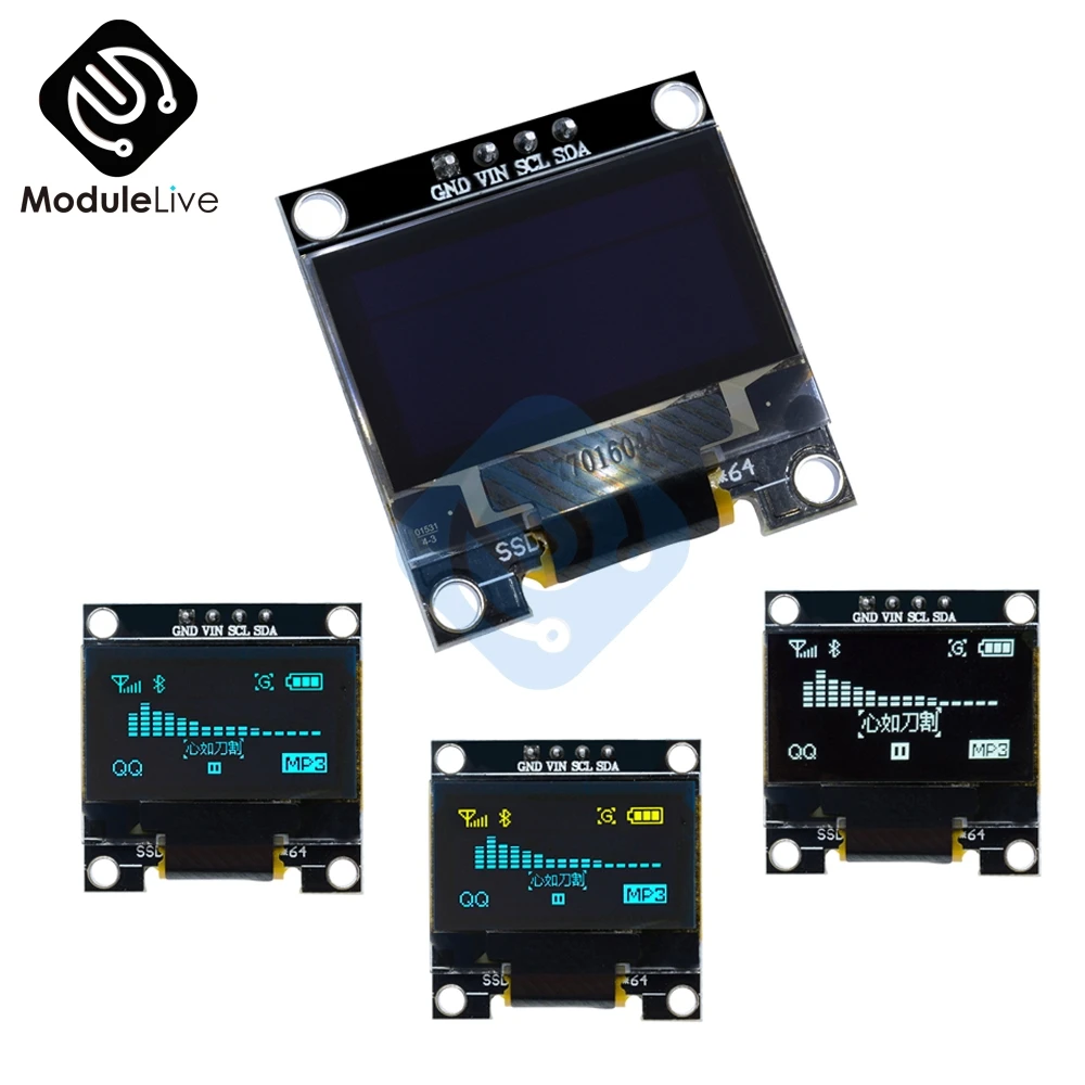 0 96 дюймовый IIC последовательный желтый синий OLED дисплей модуль 128X64 I2C SSD1306 12864