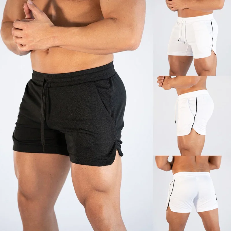 

Muscleguys Summer Beach Shorts Mens Fitness Bodybuilding Mesh Breathable Quick Drying Gyms Shorts Man Casual Joggers Short Pants