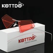 

KOTTDO 2018 New Fashion Sexy Rimless Metal Sunglasses For Women Men Retro Vintage Triangular Ocean Sun Glasses Sun Visor