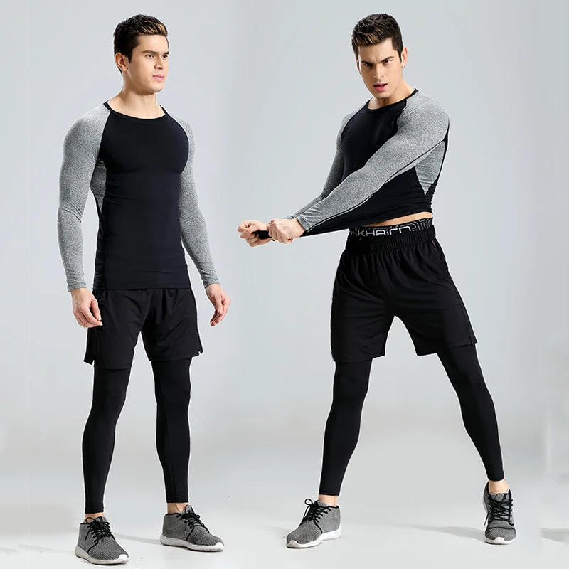 2018 New 3Pcs font b Running b font Set Men Snake Quick Dry Mens font b