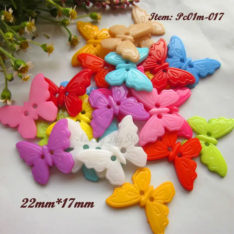 

120pcs 2 holes Mixed Color butterfly Shape PLASTIC Button Fit Sewing Scrapbooking Apparel Sewing Decorative 22mm*17mm