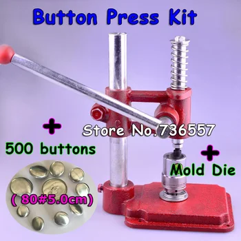 

New Fabric Covered Button Making Machine Handmade Fabric Self Cover Button Press Mold Tools 500 pcs buttons with 80#5.0cm mold