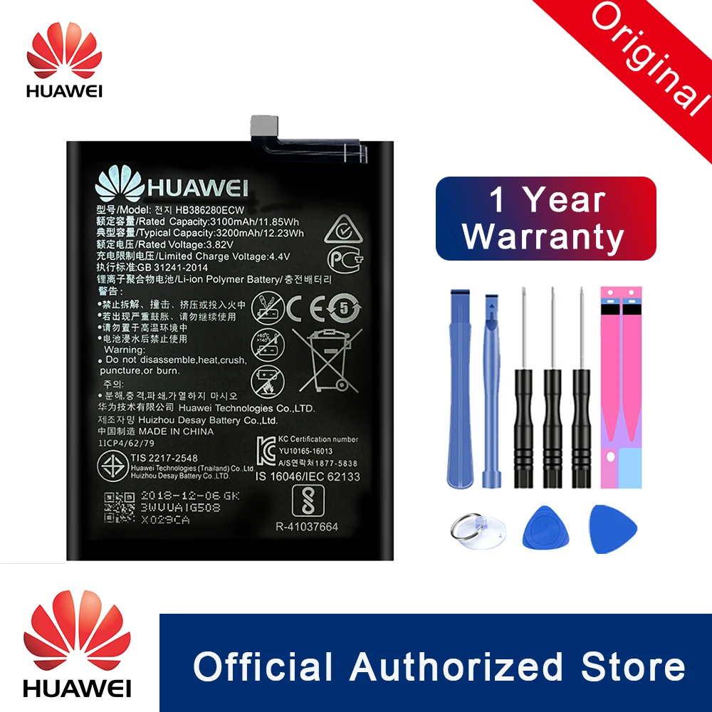 

Hua Wei 100% Original HB386280ECW Battery For Huawei Ascend P10 honor 9 Replacement Phone Batteria 3100mAh Akku