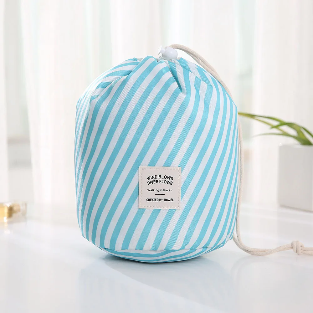 Blue stripes Горячая Распродажа, круглая Водонепроницаемая косметичка для макияжа, дорожная косметичка, органайзер, косметички для туалетных принадлежностей, косметички для женщин, Дамская коробка, Neceser - Цвет: Blue stripes