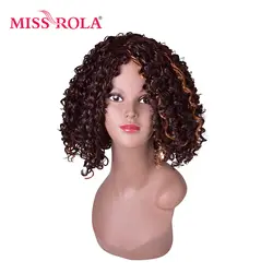 Мисс Рола 13 дюймов Ombre коричневый афро кудрявый вьющиеся волосы средней Длина химическое Для женщин парики высокого Температура волокно