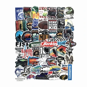 

50PCS Funny Fisherman Go Fishing Car stickers For laptop suitcase Freezer Vinyl Car-styling DIY decoration Decals Car Sticker