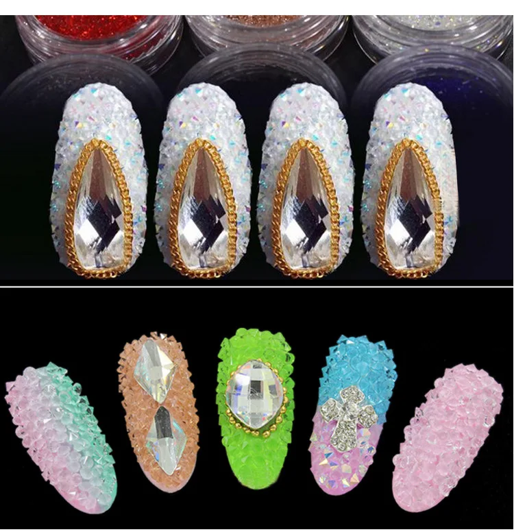 Микро размер 1,2 мм 1440 шт./упак. кристаллический песок Стекло Стразы не для горячей фиксации ногтей Стразы для ногтей 3D украшение для ногтей драгоценные камни