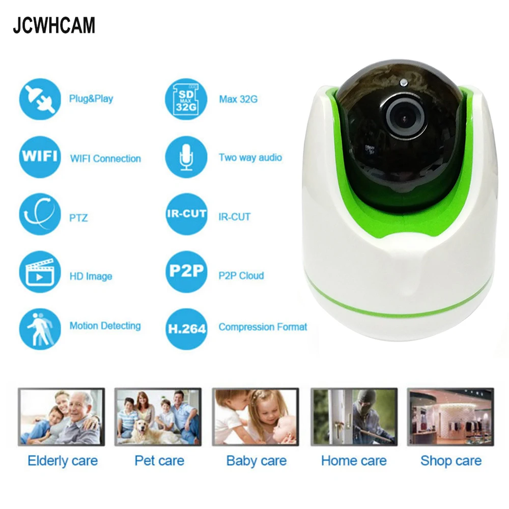JCWHCAM IP Camera 1MP 960P WiFi Wireless IP Camera CCTV Security Camera Two Way Audio Baby