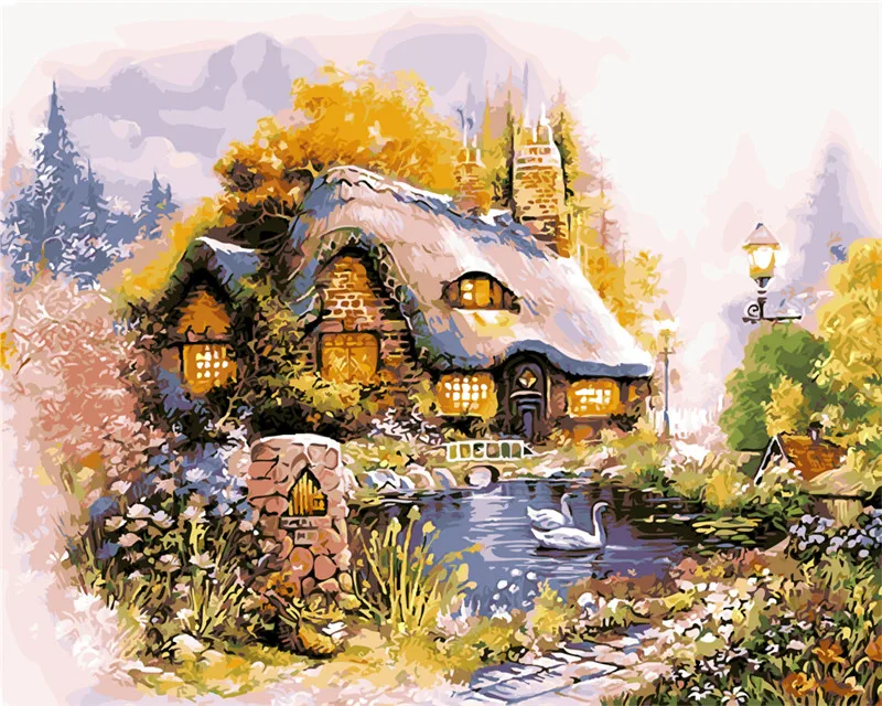 The hobbit village Hobbiton DIY painting digital oil painting home