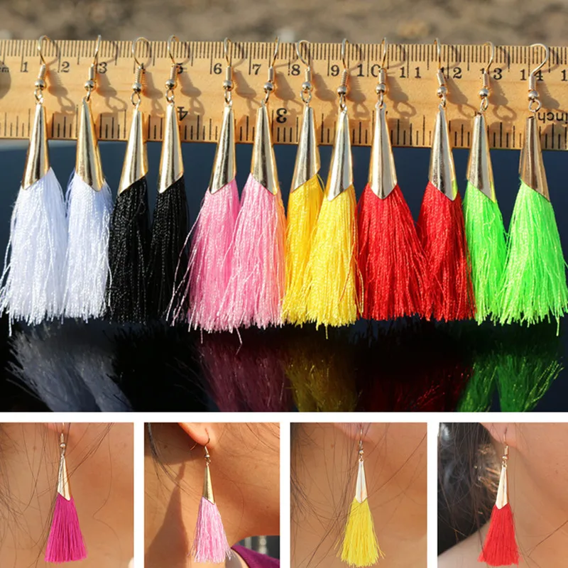 

ES990 Long Tassel Drop Earrings Women Ethnic Bohemian Dangle Earring Fashion Jewelry Brincos oorbellen boucle d'oreille 2019 HOT