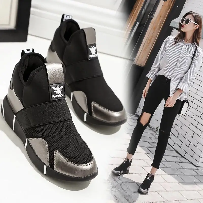 

Youbroer Luxury Winter Women Snow Boots With Fur Keep Warm Bees Cotton Flat Sneakers Jogging Shoes Casual Sport Shoes