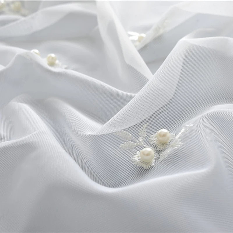 Вышитые клены пресноводный жемчуг белая пряжа Тюль для гостиной столовой спальни жалюзи WP267D