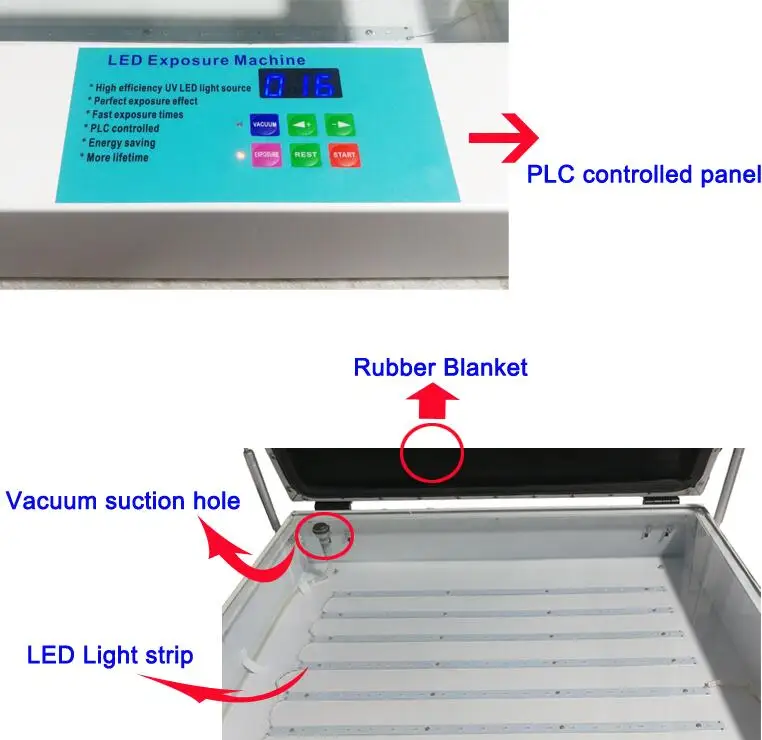 Быстрая 50 см x 60 см(2" x 24") светодиодный блок вакуумного УФ экспозиции экран пластина выставить машину цифровая пластина делая оборудование