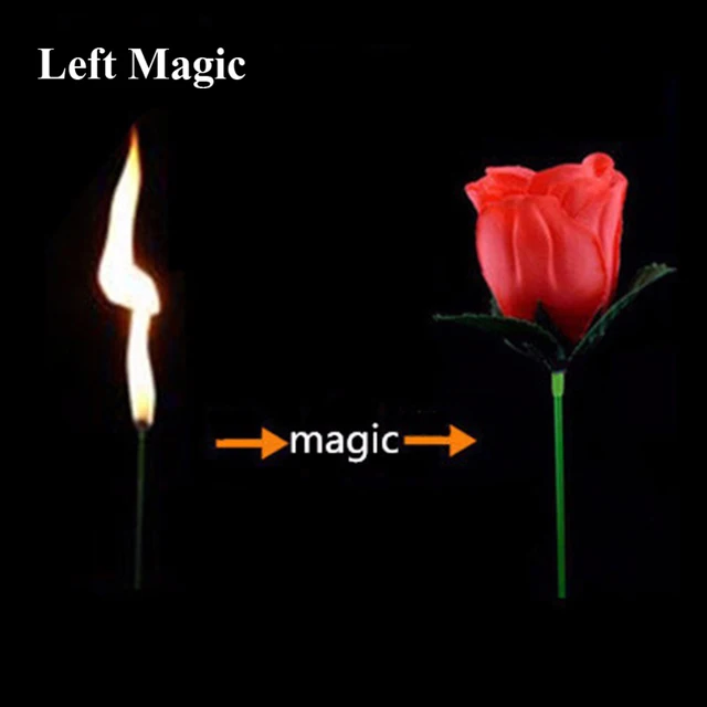 1PCS Torch To Flower-Torch To Rose-Fire Magic Trick Flame Appearing Flower Professional Magician Bar Illusion Stage Props G8156 1
