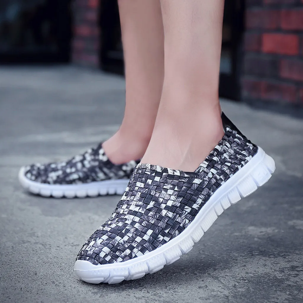 

YOUYEDIAN Sneakers Women Hand-Woven Shoes Couple Models Breathable Footwear Summer Casual Elastic Belt Lazy Shoes damen schuhe