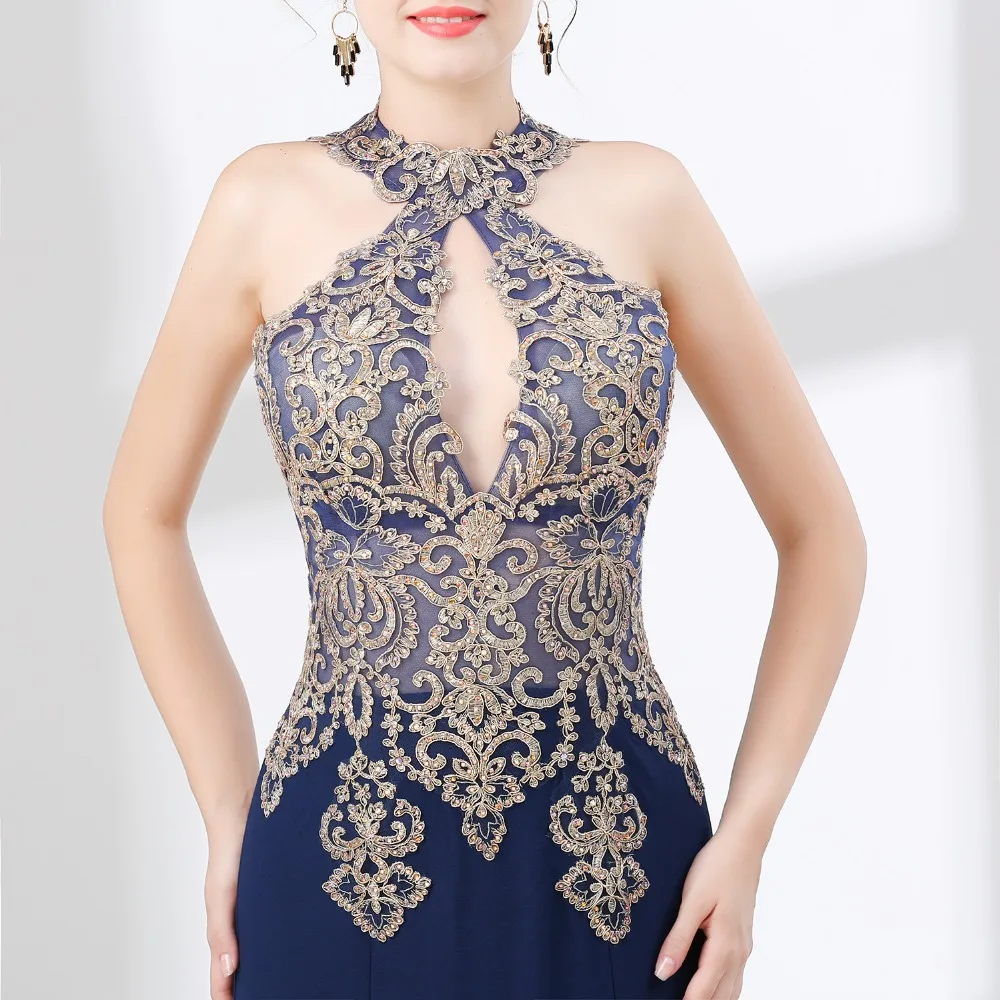 Темно синие Выпускные платья русалки 2020 Vestido Formatura кружевное вечернее Женское