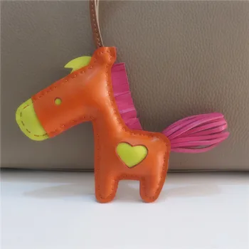 

Soft Gunuine Leather Horse Keychain Animal Key chains Women Bag Accessories Pendant Famous Designer Brand Luxury Cute