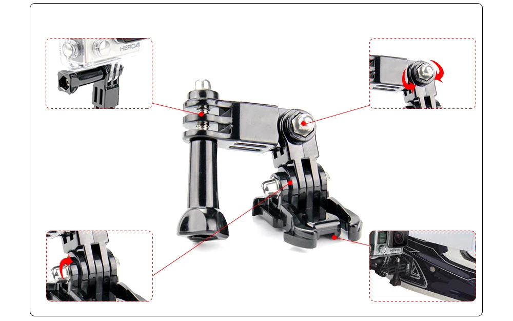 SnowHu для трехходовых регулируемых поворотных рычагов с винтом для Gopro Hero 8 7 6 5 4 для Xiao для Yi 4K для SJ4000 аксессуары GP15