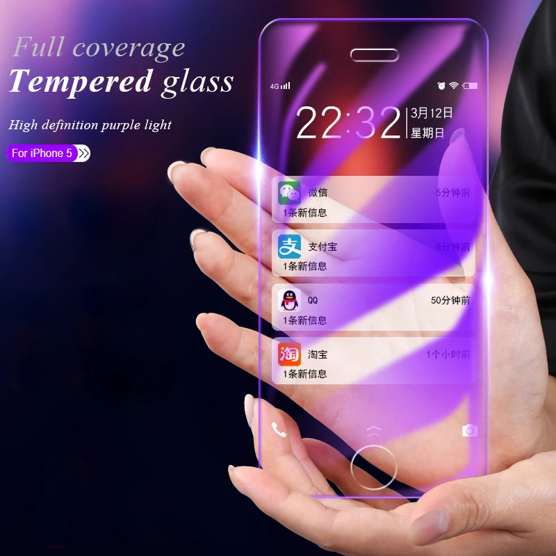

BXE Anti Blue Light Ultra-thin Tempered Glass For iPhone 5S 5 SE Screen Protector 9H Anti Protective Film Glass For iPhone 5 5C