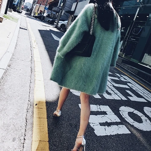 

New women winter Plush mink cashmere sweater cardigan coat outwear wool thick soft fluffy cardigan free shipping S1913