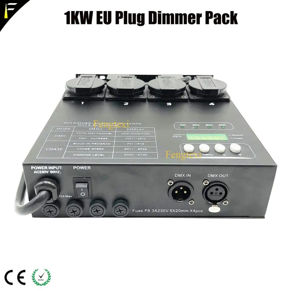 US $100.10 CPU Digital Technology Matrix 4 Channels 1kw DMX Dimmer Rear Controller Dimming Pack For Stage Light Fixtures