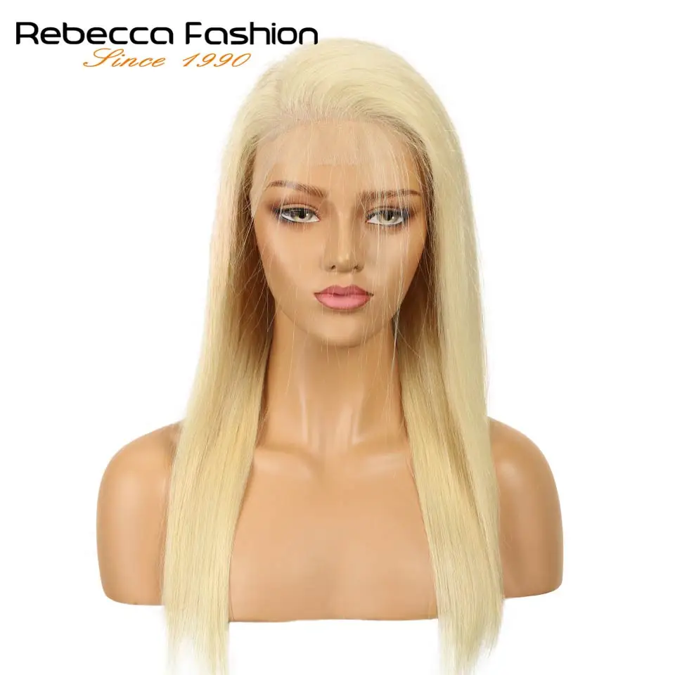 Ребекка бразильского Remy прямой человеческих волос парики 613 Мёд блондинка 13x6 кружева фронтальной парик предварительно сорвал с волосы