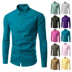 Мужская рубашка с длинным рукавом Camisa Masculina мужская одежда повседневные платья рубашки сплошной цвет рабочая одежда quan249