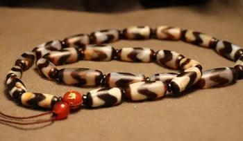 

Powerful Tibetan Old Agate Tiger Tooth dZi Bead Prayer Necklace Amulet LKbrother