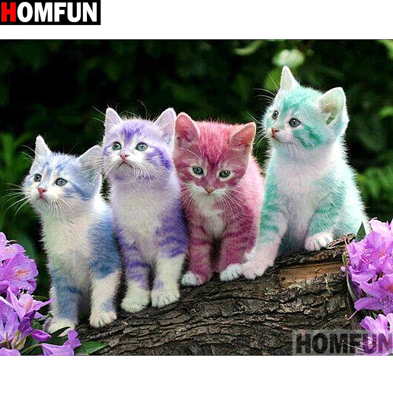 

HOMFUN Full Square/Round Drill 5D DIY Diamond Painting "Animal cat" 3D Embroidery Cross Stitch 5D Home Decor A13694