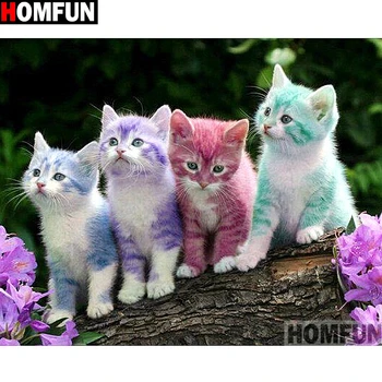 

HOMFUN Full Square/Round Drill 5D DIY Diamond Painting "Animal cat" 3D Embroidery Cross Stitch 5D Home Decor A13694