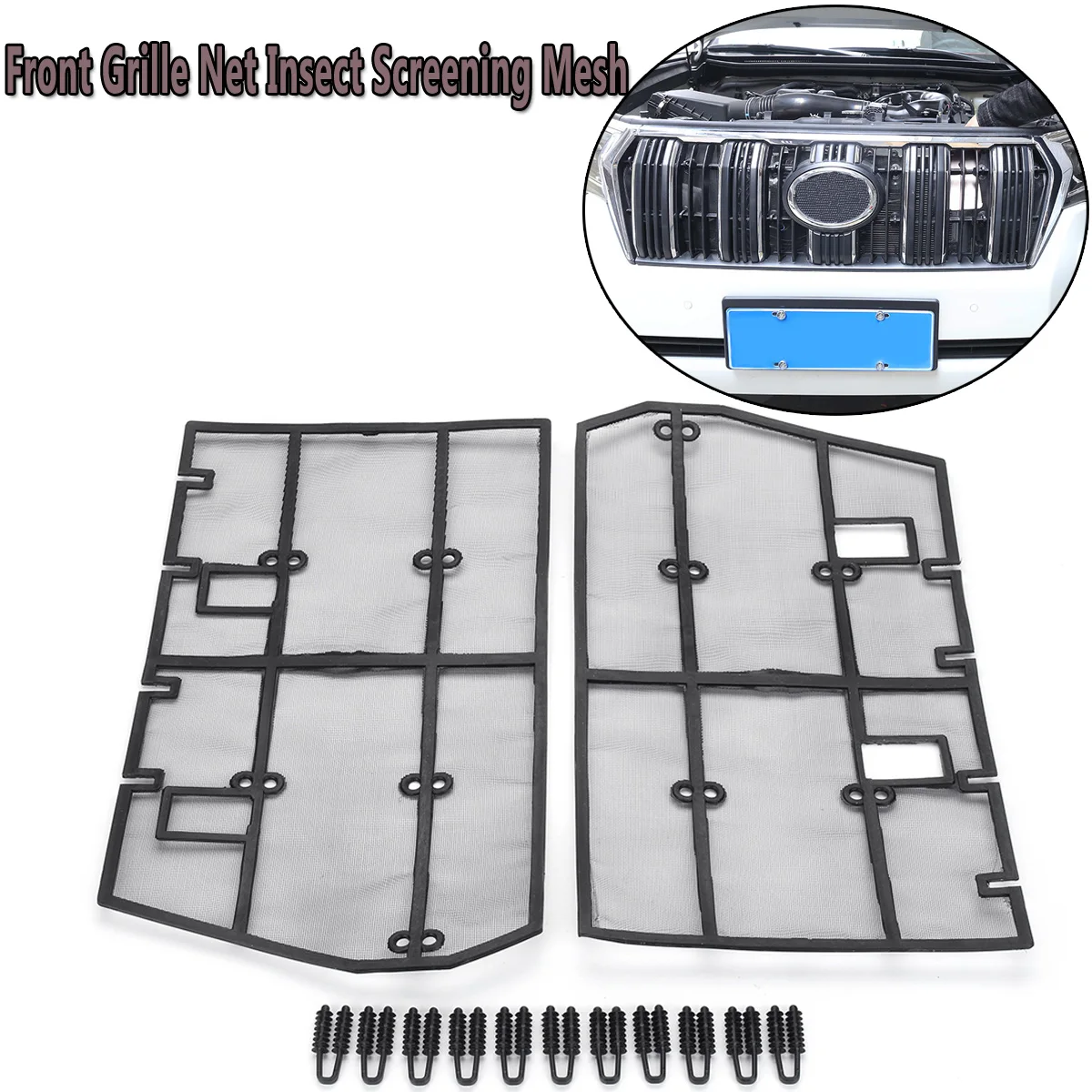 

Front Grille Insert Net Car Insect Screening Mesh For Toyota Land Cruiser Prado 150 2018 FJ150 w/ Accessories
