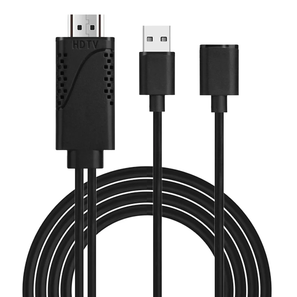 USB к HDMI 4K HD 1080P HD ТВ AV Кабель-адаптер Шнур для iPhone XS/XS MAX/XR - Цвет: Черный