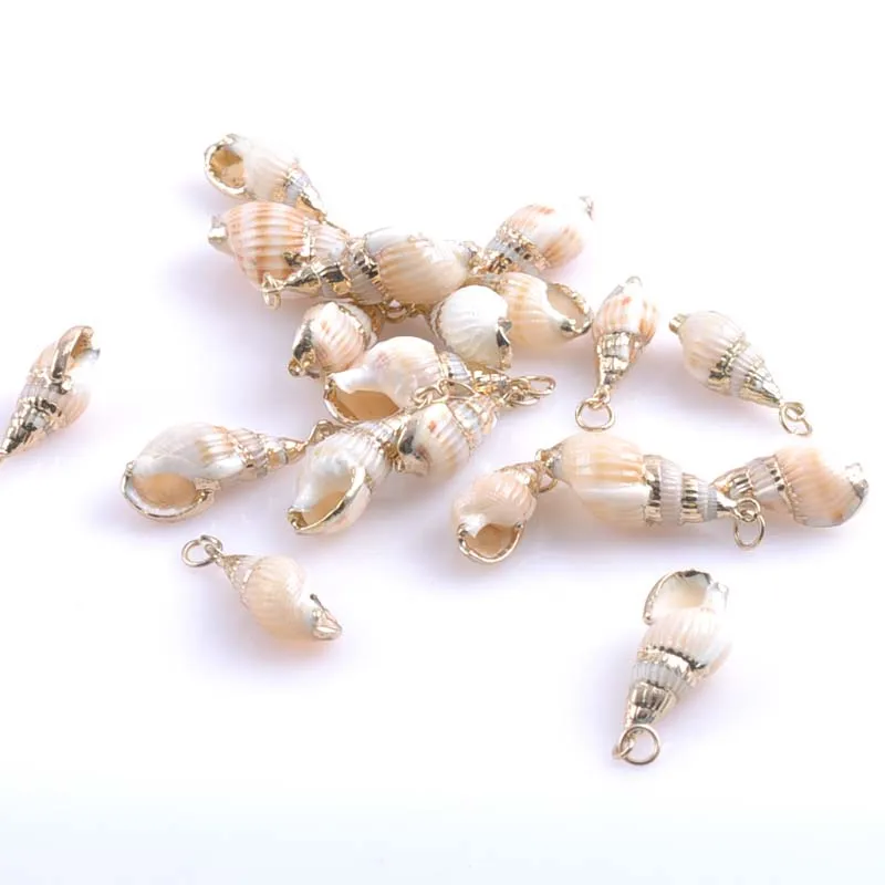 Abalorio de concha de mar Natural chapado en oro rosa, joyería artesanal, accesorios de fabricación, 10 Uds. 25-28mm TRS0158