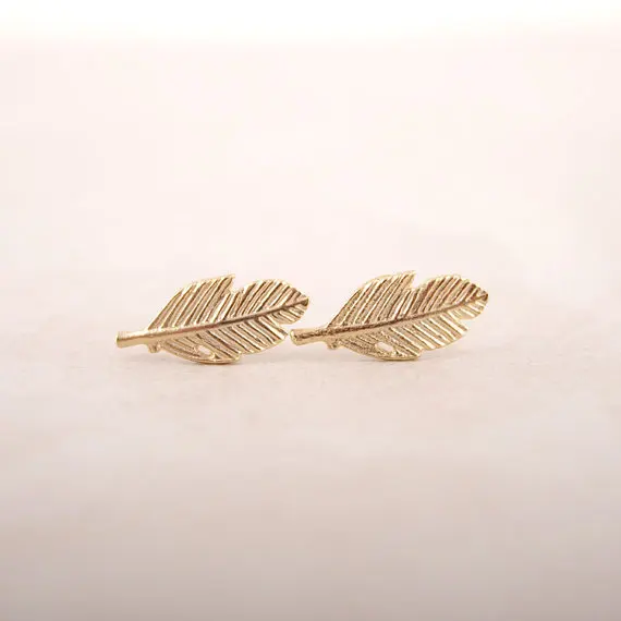 

Golden Silver Fallen Leaves studs earrings ED038