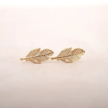 

Shuangshuo 2017 Simple Feather Earring Small Leaf Stud Earrings for Women Punk Cool Earrings Fashion Jewelry brincos ED038