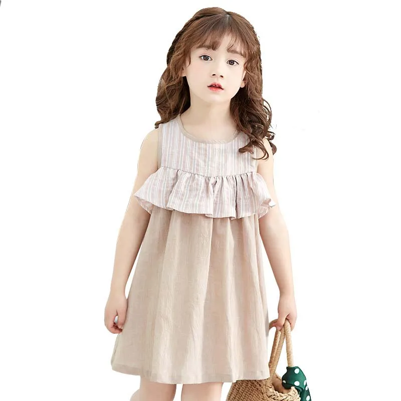 

Girls Summer Dress Cute Striped Clothes Holiday Beach Party lol Dress Robe fille lol Surprise Ruffled Princess Dresses