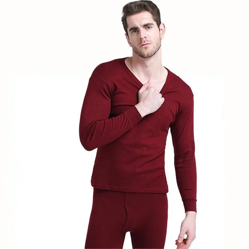 Men Cotton Long Johns Europe Autumn Winter high quality Cute wine gray