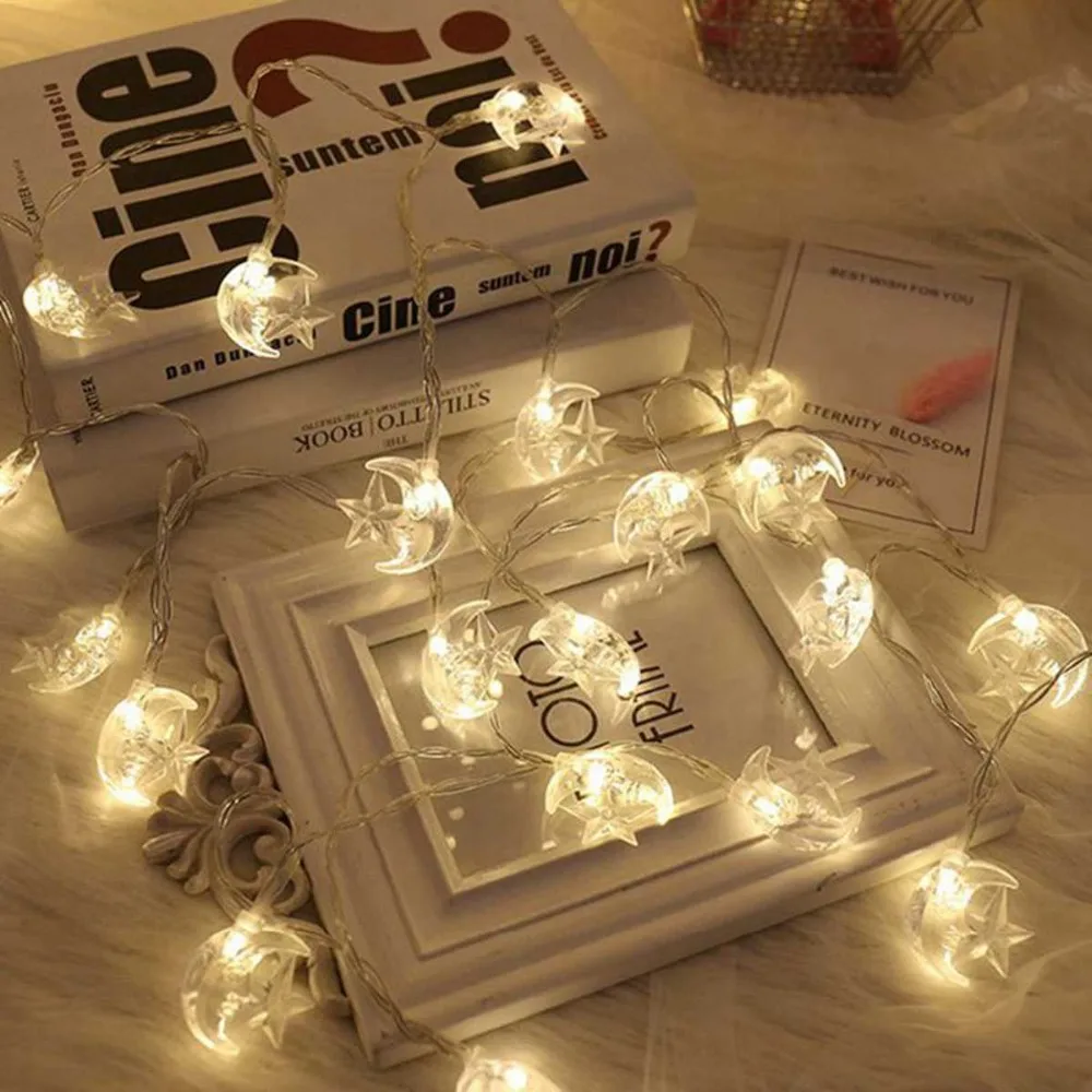 

1m 2m Lights Stars Moon LED String Light Fairy String Lights Battery Operated Xmas Wedding Decor Birthday Party DIY Decorations