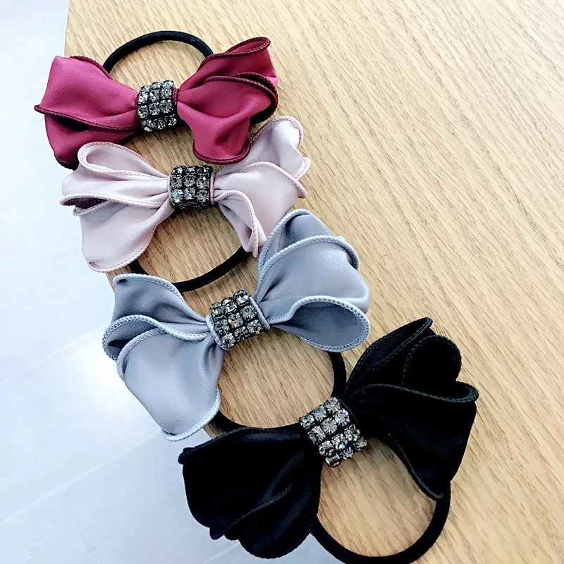 New Rhinestone Knotted Fabric Bow Elastic Hair Bands for Women Solid Color Hair Ring Rubber Rope Girls Hair Accessories Tiara New Rhinestone Knotted Fabric Bow Elastic Hair Bands for Women Solid Color Hair Ring Rubber Rope Girls Hair Accessories Tiara