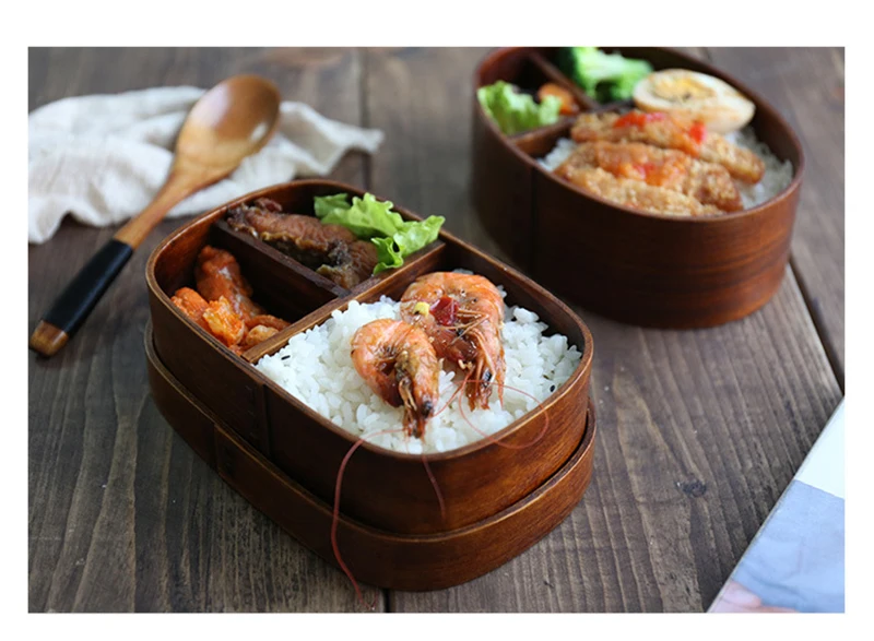 LIYIMENG Wooden Lunch Box for Japanese Style Sushi Bento for Kids School Picnic Office WorkersB8