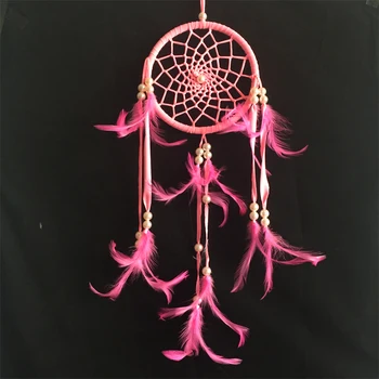

18*60cm 2015 New fashion jewelry Hot big pink Dreamcatcher Wind Chimes Indian Style Feather Pendant Dream Catcher Gift