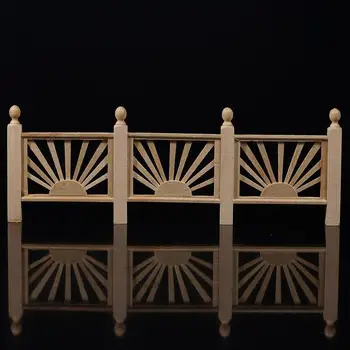 

Wooden 1:12 Mini Dollhouse Balcony guardrail Miniature 3 section balustrade Balcony fence model Kids Toys for Children
